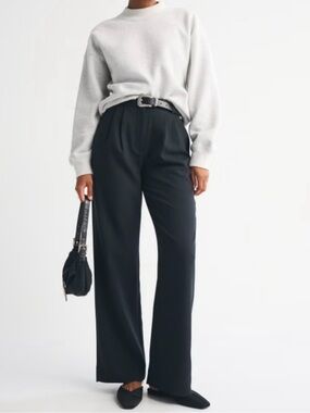 Classic High-Waist Wide-Leg Pants - Black